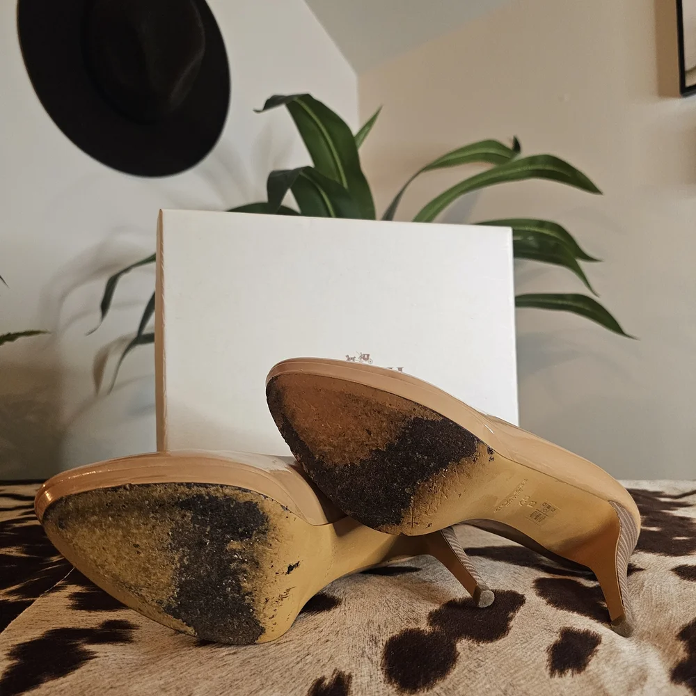 Coach Women's Tan Patent Leather Pumps - Picture 6 of 8